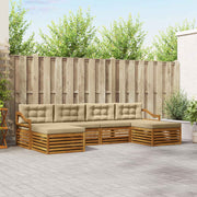 Sofasæt med pude 6 pcs Naturlig og Beige Massivt Akacietræ
