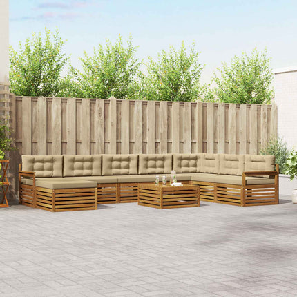 Udendørs sofagruppe 9 stk. Naturlig og Beige Massivt Akacietræ