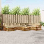 Udendørs sofagruppe 9 pcs Naturlig og Beige Massivt Akacietræ