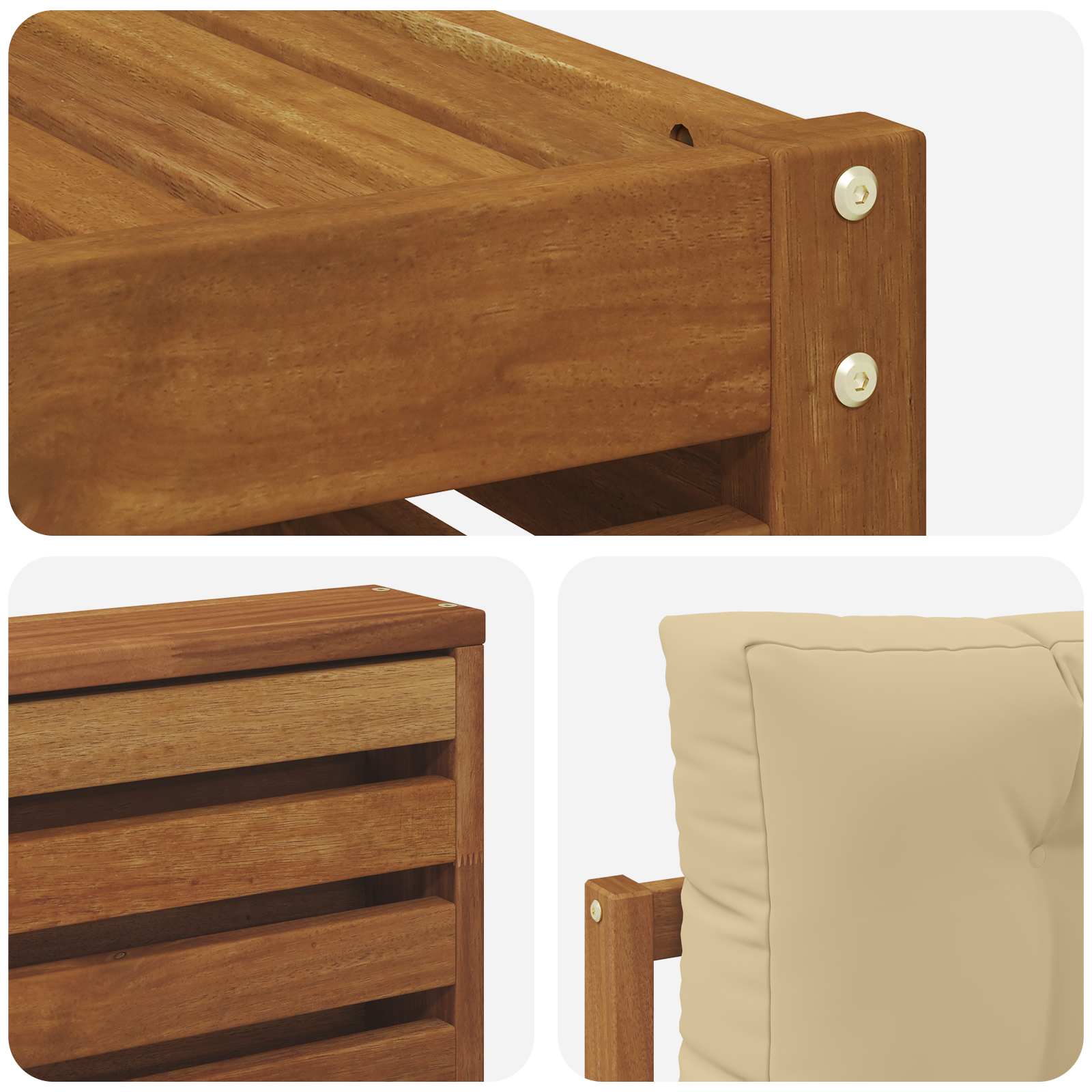 Udendørs sofagruppe 9 pcs Naturlig og Beige Massivt Akacietræ
