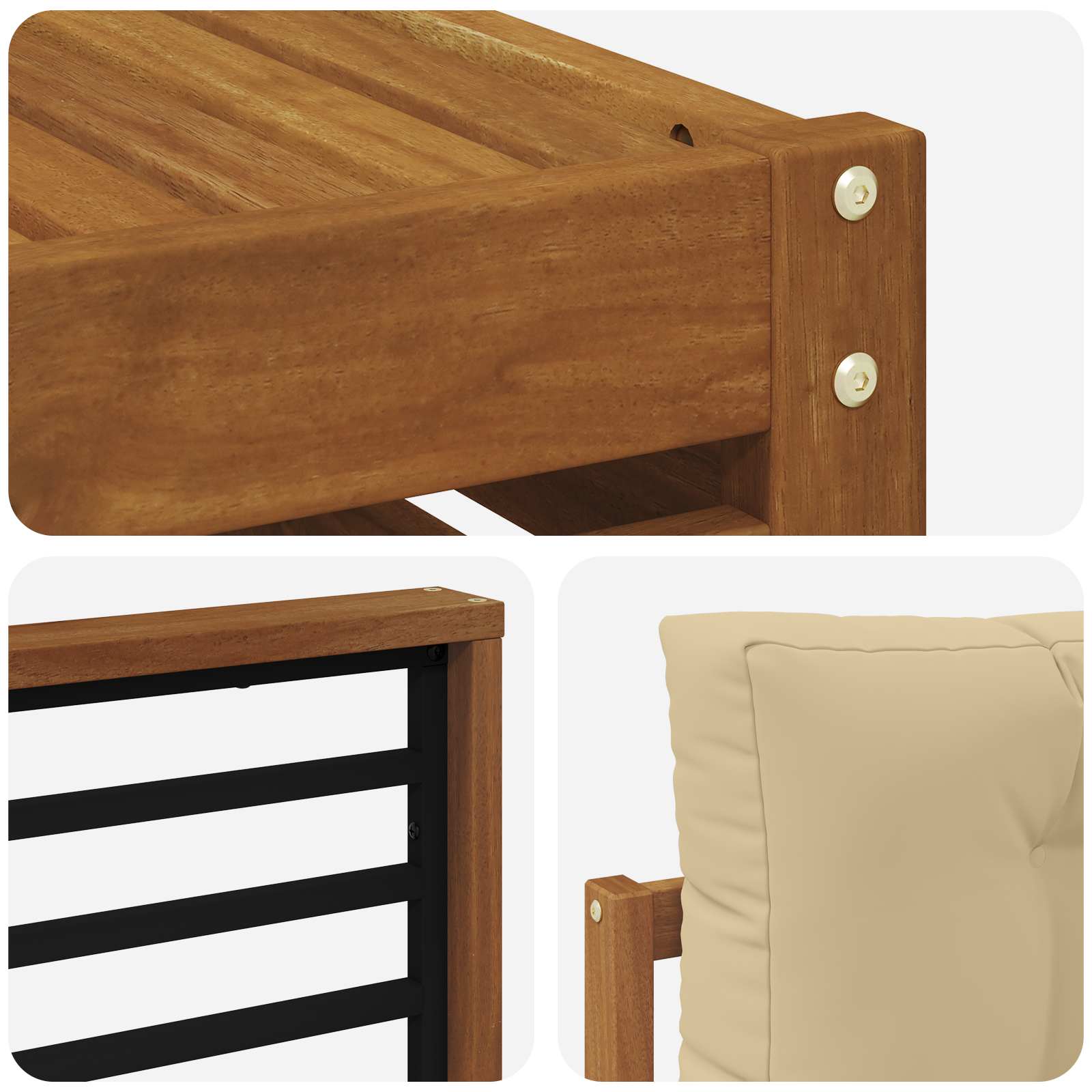 Udendørs sofagruppe 9 pcs Naturlig og Beige Massivt Akacietræ