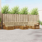 Udendørs sofagruppe 9 pcs Naturlig og Beige Massivt Akacietræ