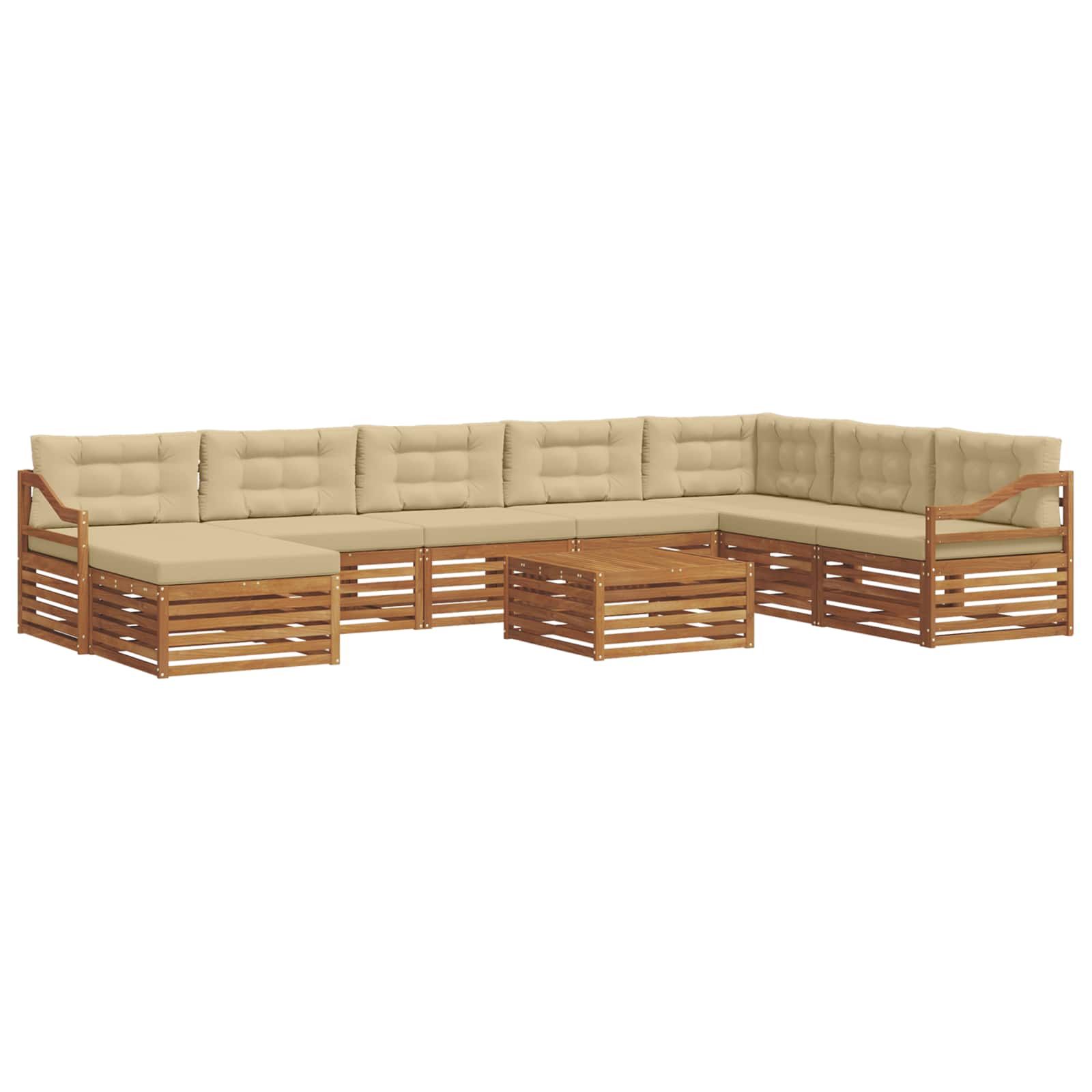 Udendørs sofagruppe 9 pcs Naturlig og Beige Massivt Akacietræ