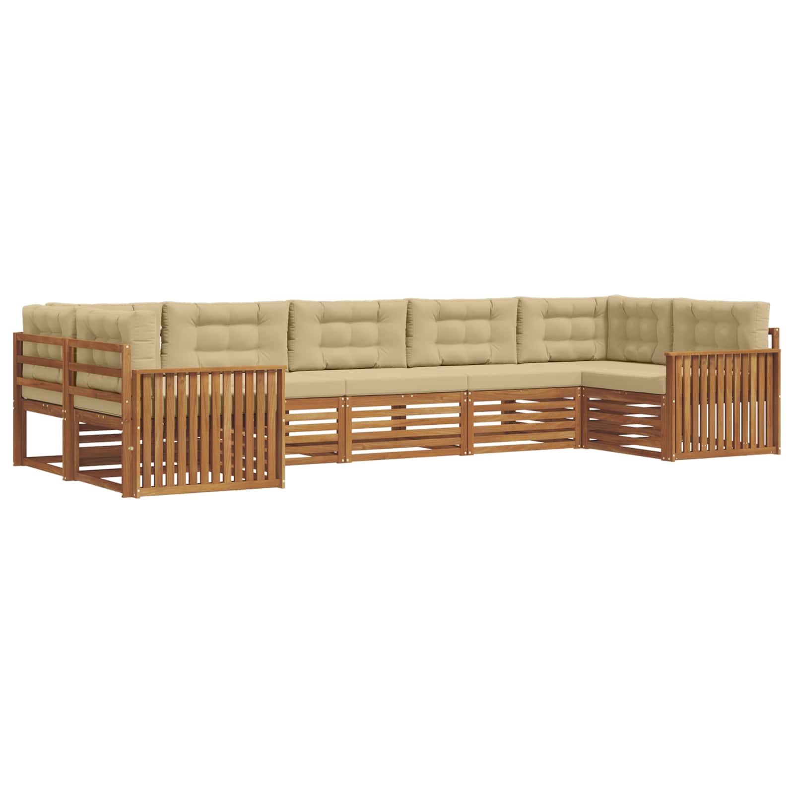 Udendørs sofagruppe med pude 7 pcs Naturlig og Beige