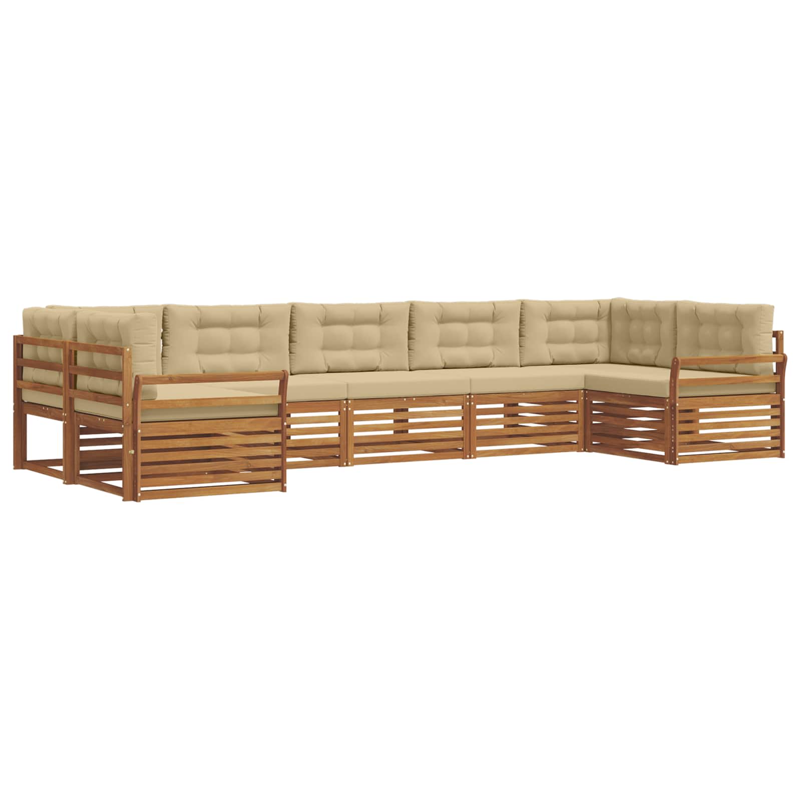 Udendørs sofagruppe med pude 7 pcs Naturlig og Beige