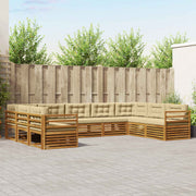 Udendørs sofagruppe 9 pcs Naturlig og Beige Massivt Akacietræ
