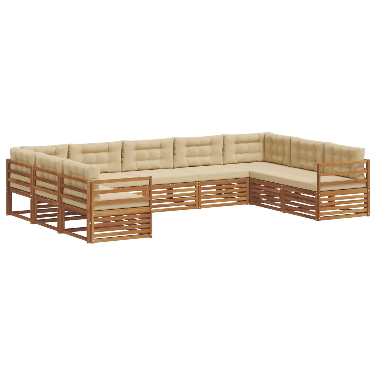Udendørs sofagruppe 9 pcs Naturlig og Beige Massivt Akacietræ