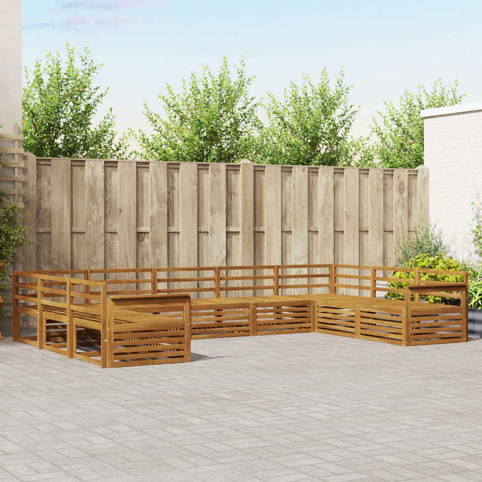 Udendørs sofagruppe 9 pcs Naturfarvet Massivt Akacietræ