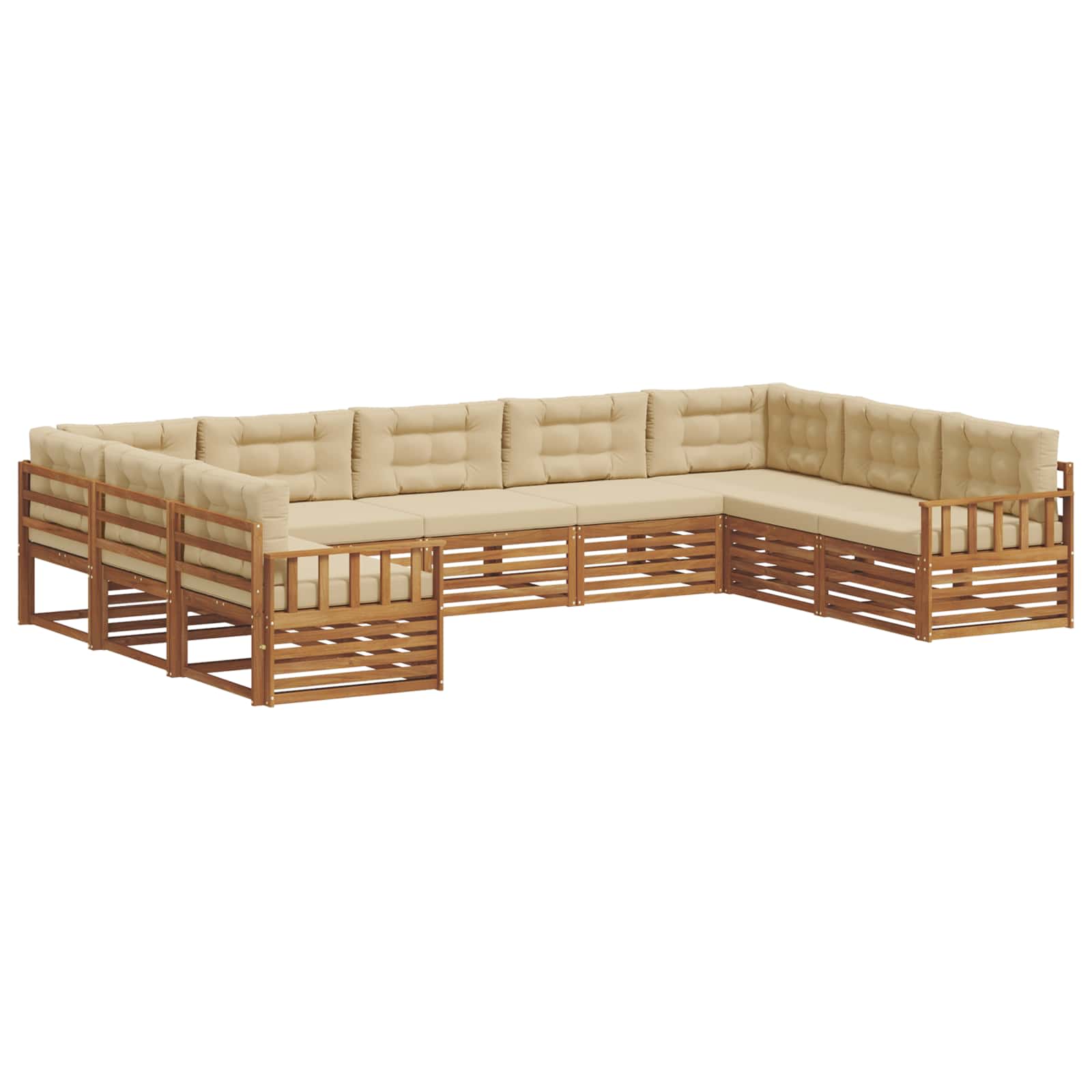 Udendørs sofagruppe 9 pcs Naturlig og Beige Massivt Akacietræ