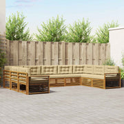 Udendørs sofagruppe 9 pcs Naturlig og Beige Massivt Akacietræ