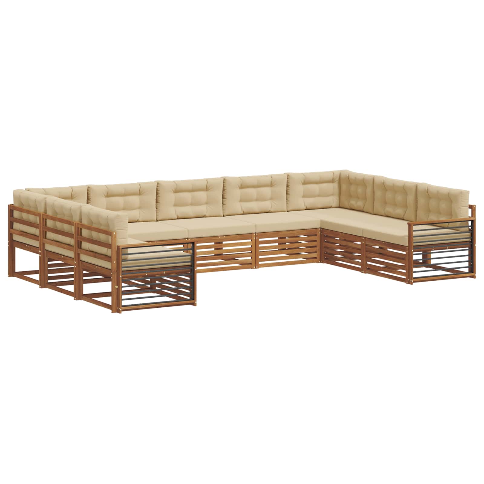 Udendørs sofagruppe 9 pcs Naturlig og Beige Massivt Akacietræ