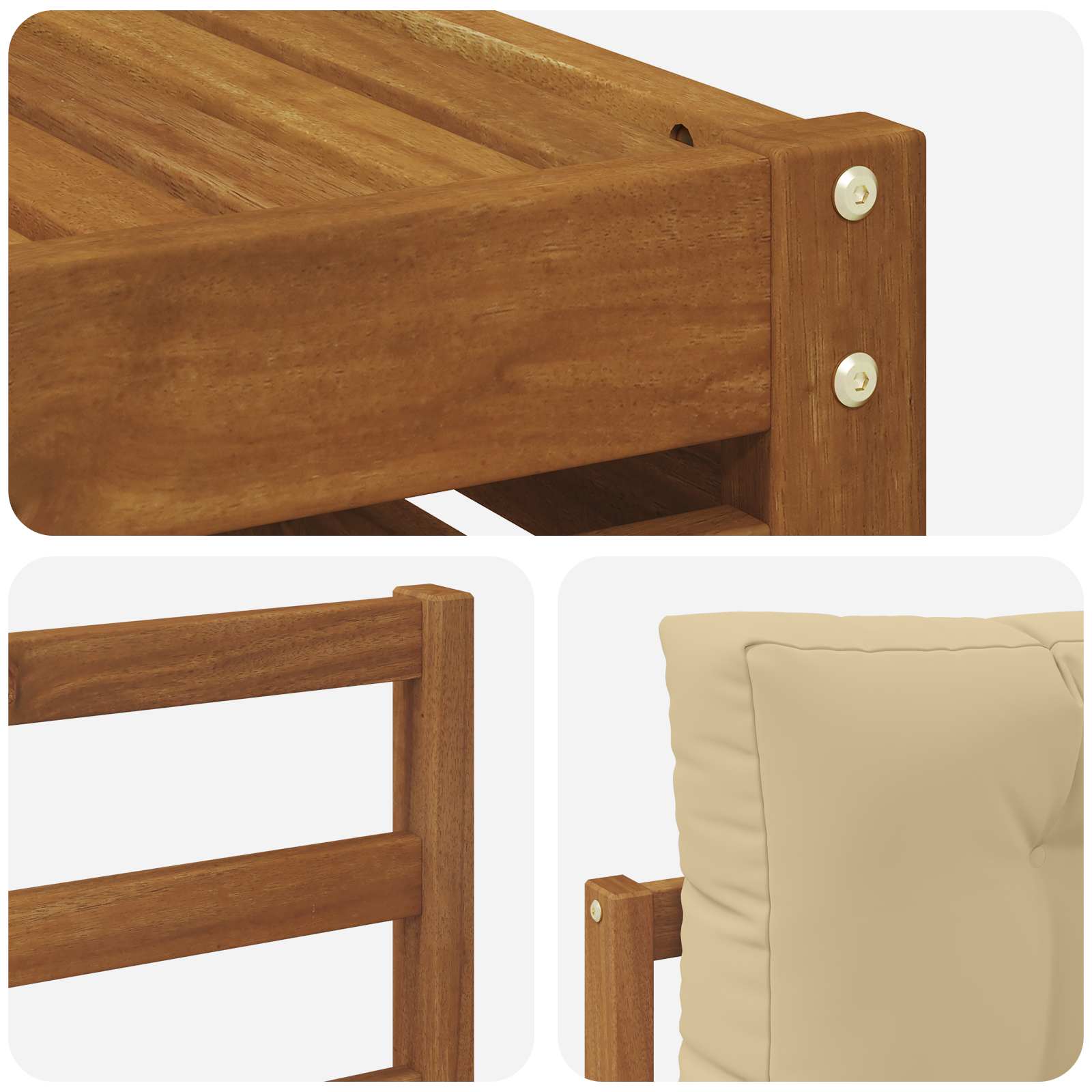 Udendørs sofagruppe 10 pcs Naturlig og Beige Massivt Akacietræ