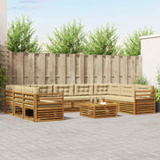 Udendørs sofagruppe 10 pcs Naturlig og Beige Massivt Akacietræ