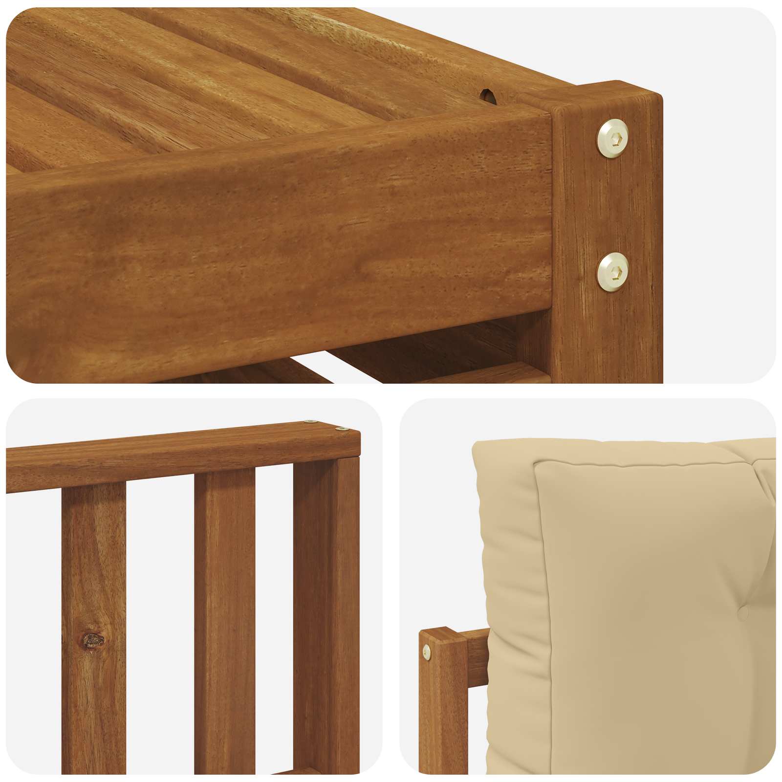 Udendørs sofagruppe 10 pcs Naturlig og Beige Massivt Akacietræ