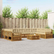 Udendørs sofagruppe 10 pcs Naturlig og Beige Massivt Akacietræ