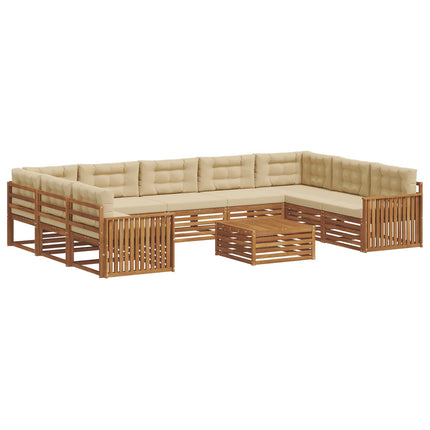 Udendørs sofagruppe 10 pcs Naturlig og Beige Massivt Akacietræ