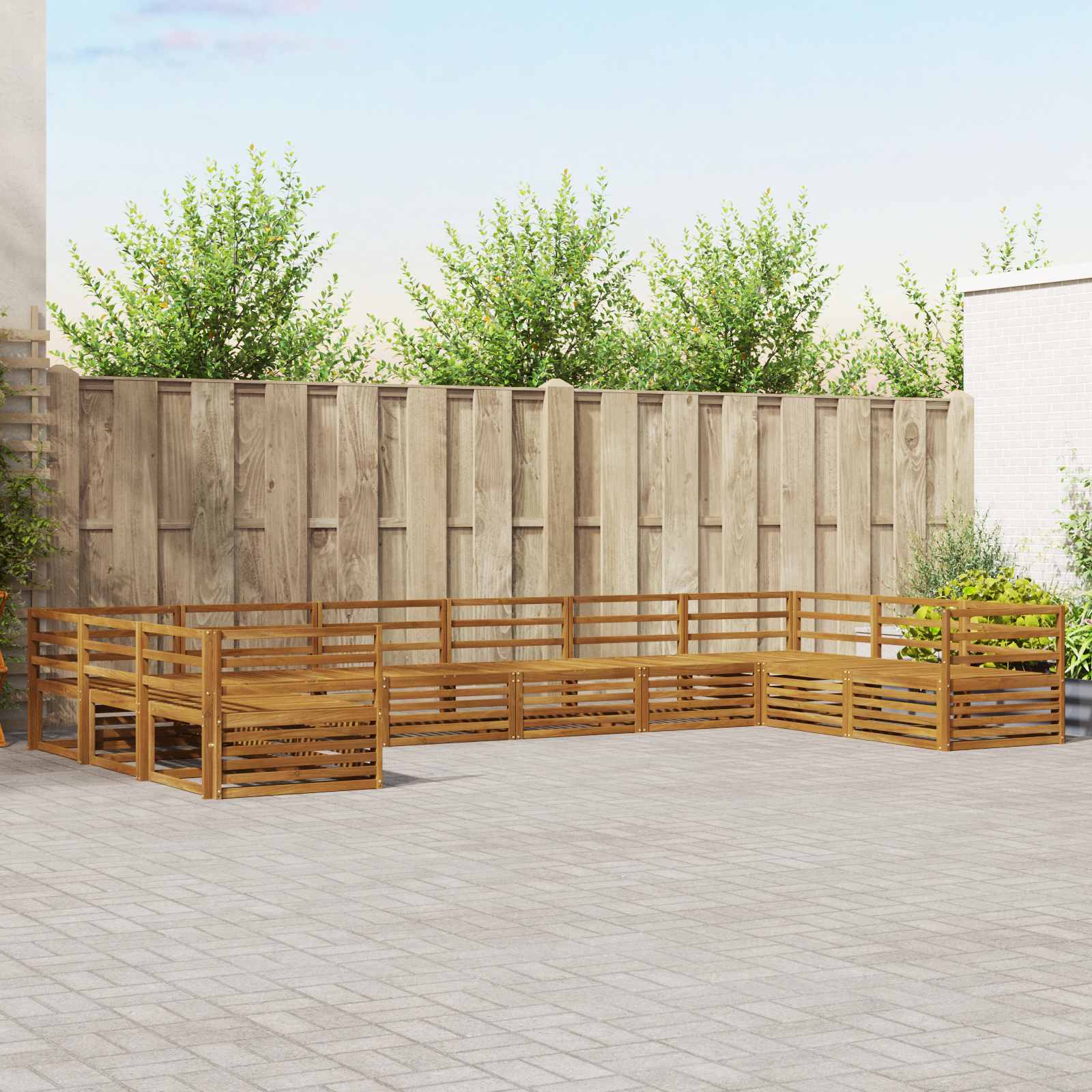 Sofasæt 10 pcs Naturfarvet Massivt Akacietræ