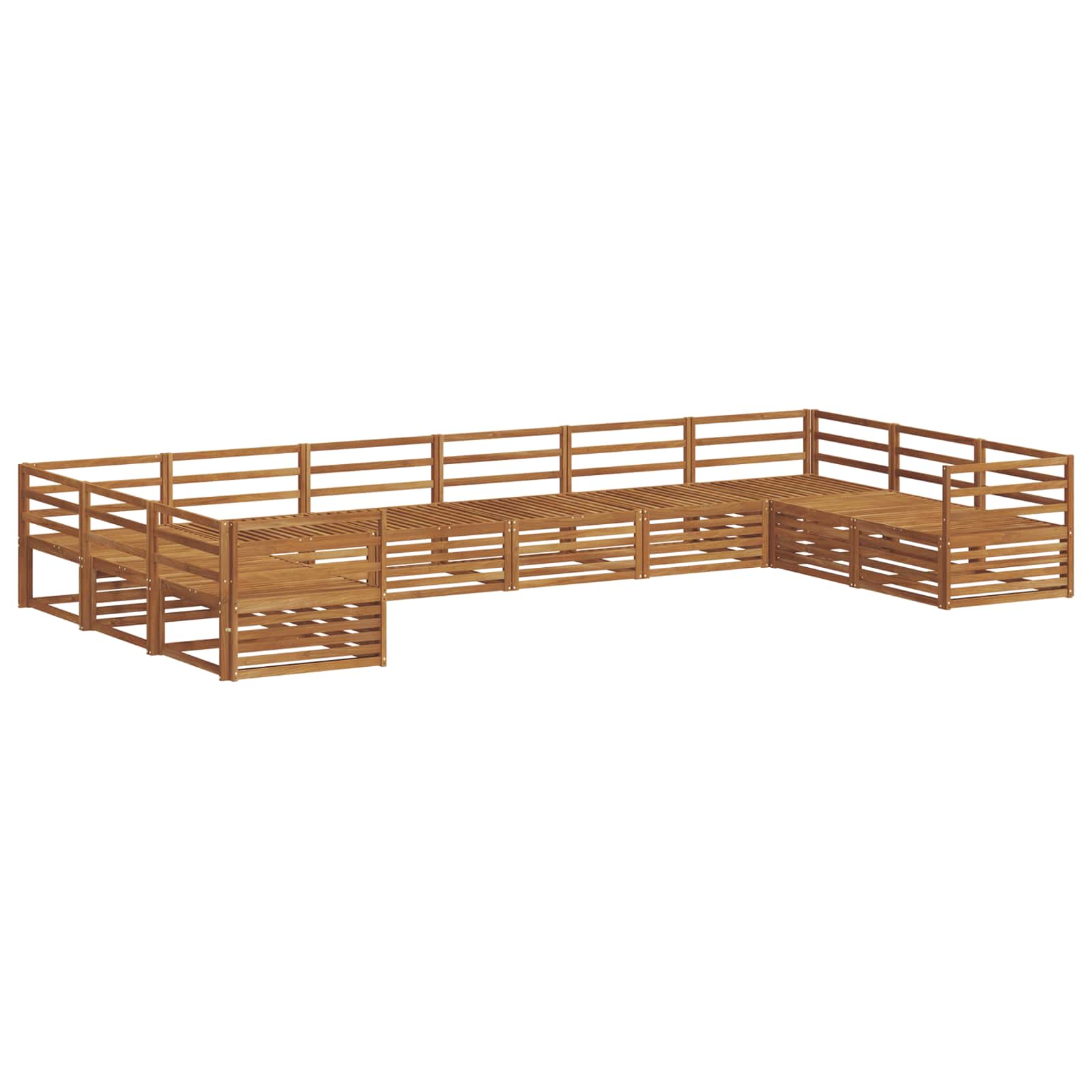 Sofasæt 10 pcs Naturfarvet Massivt Akacietræ