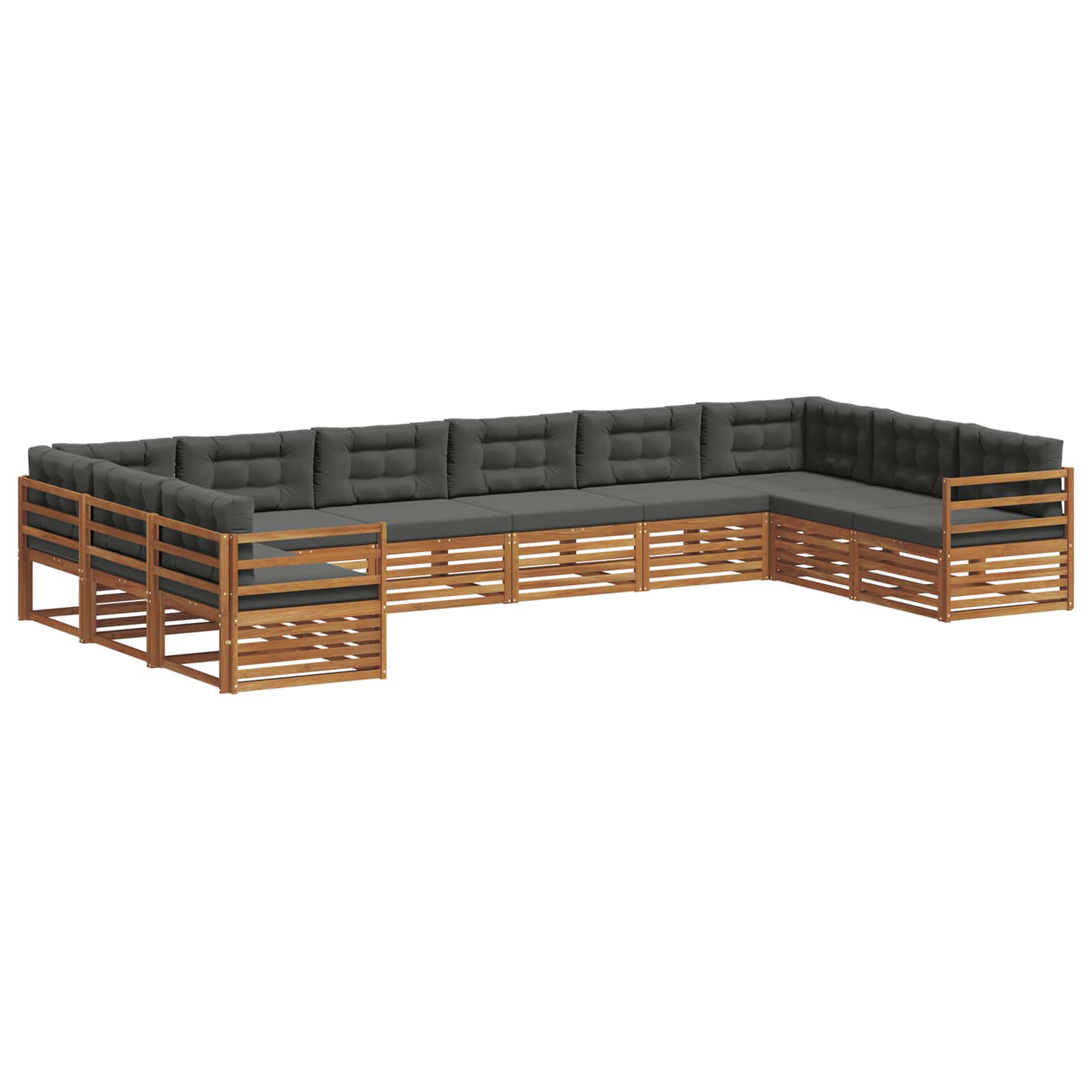 Sofasæt med pude 6 pcs Naturlig og Antracit Massivt Akacietræ