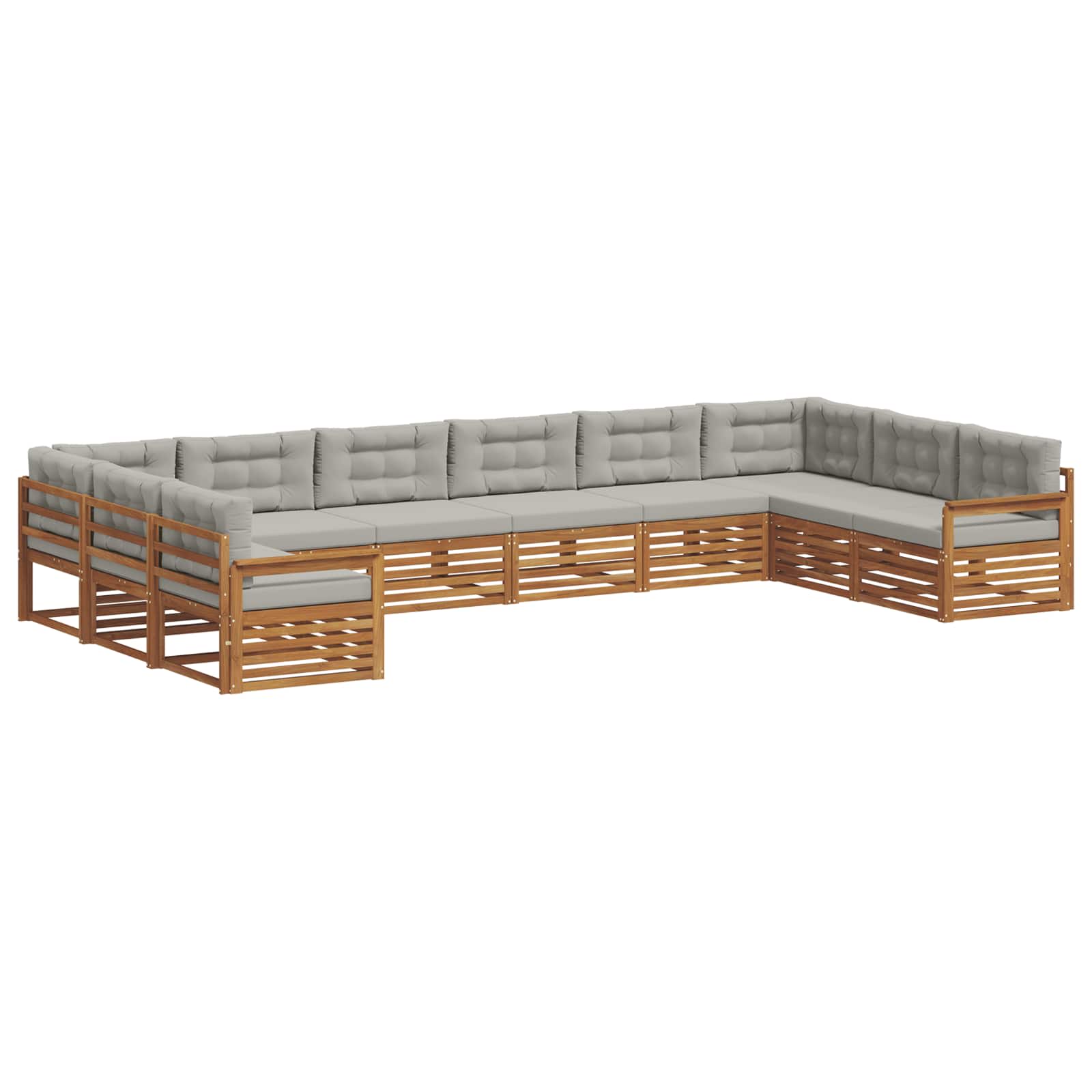 Sofasæt med pude 8 pcs Naturlig og Lys Grå Massivt Akacietræ