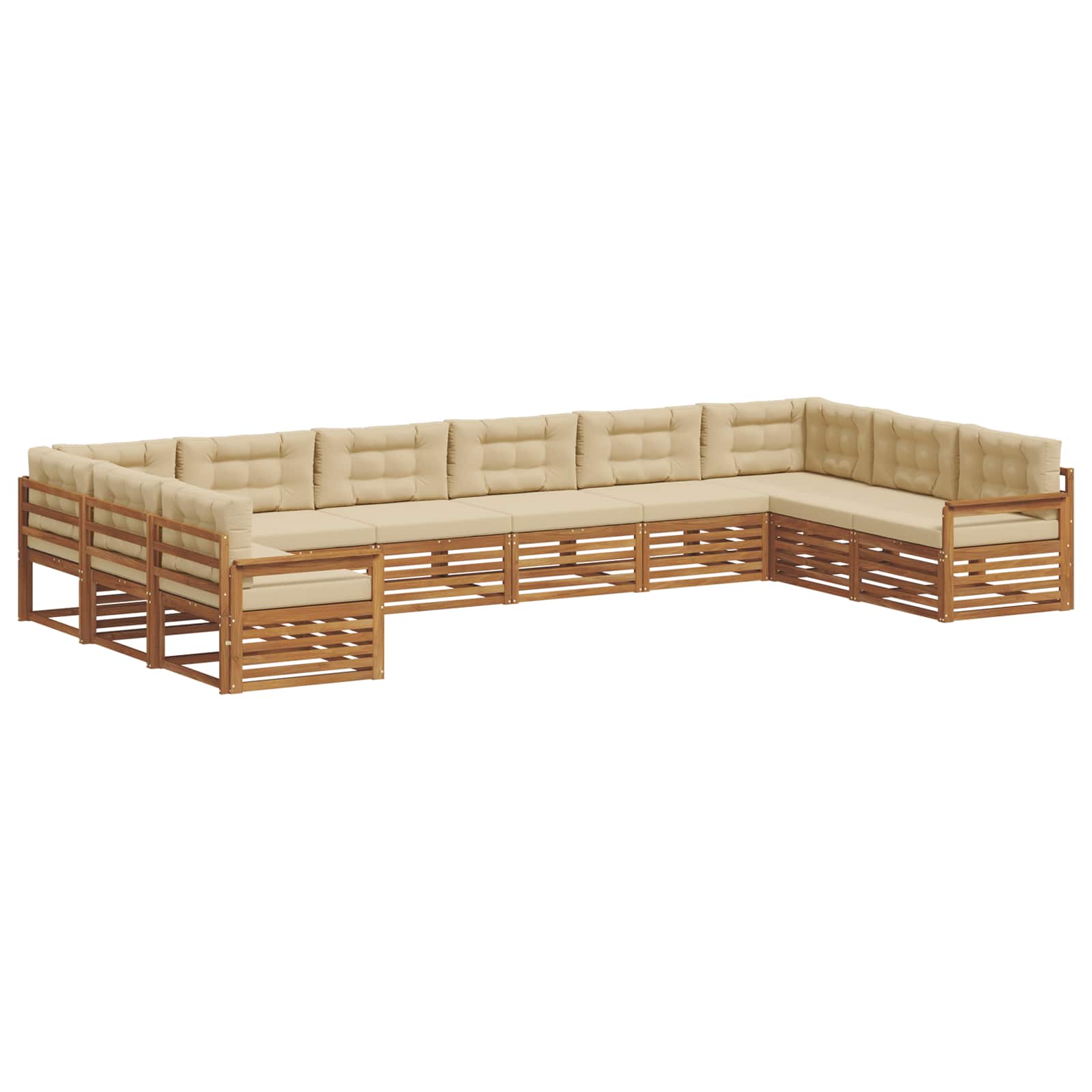 Sofasæt med pude 4 pcs Naturlig og Beige Massivt Akacietræ