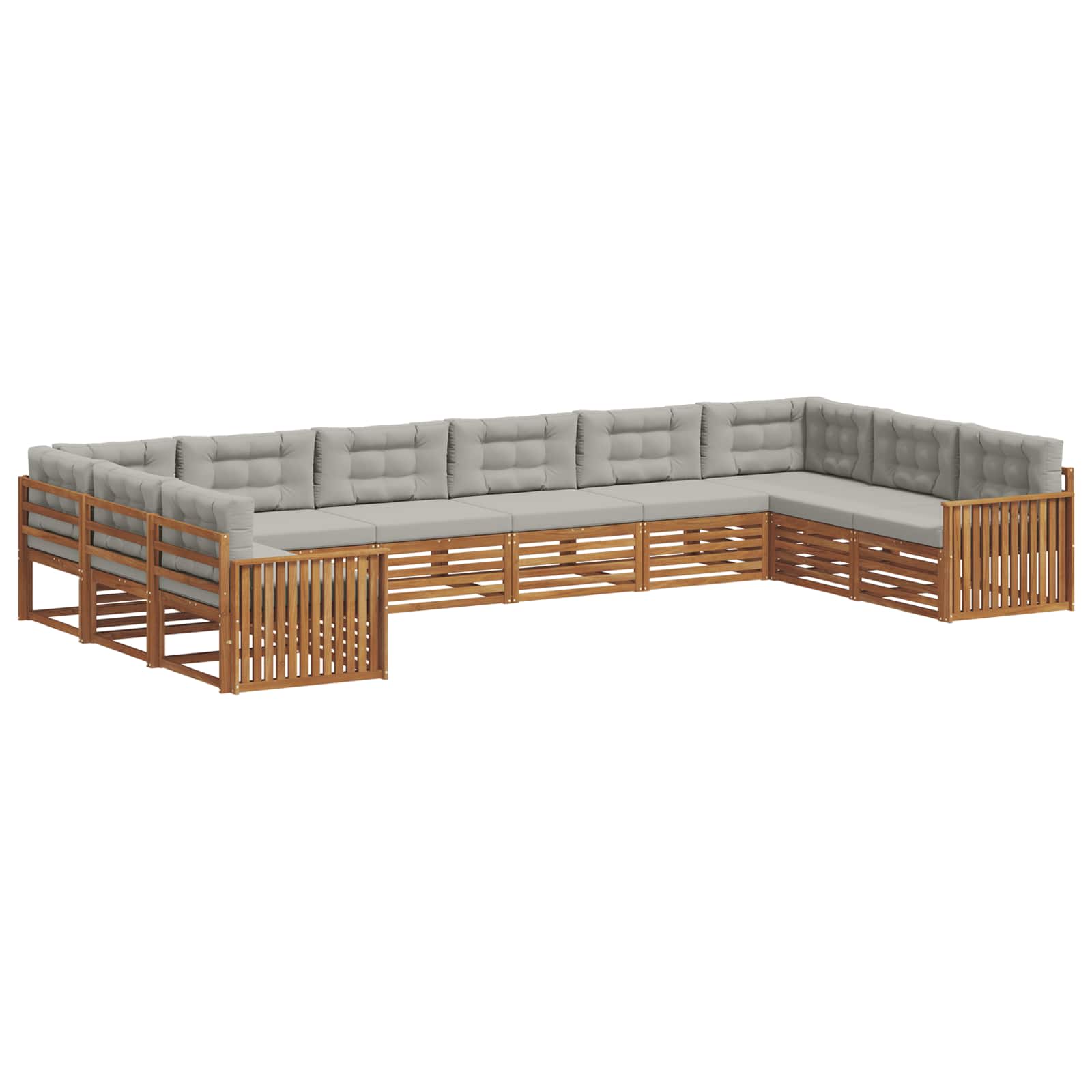 Sofasæt med pude 7 pcs Naturlig og Lys Grå Massivt Akacietræ