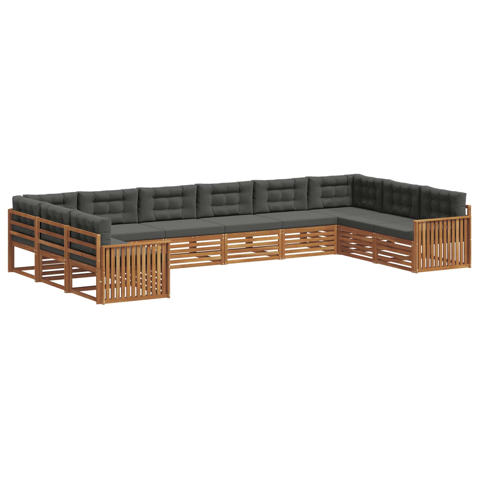 Sofasæt med pude 7 pcs Naturlig og Antracit Massivt Akacietræ