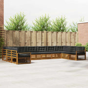 Sofasæt med pude 11 pcs Naturlig og Antracit Massivt Akacietræ