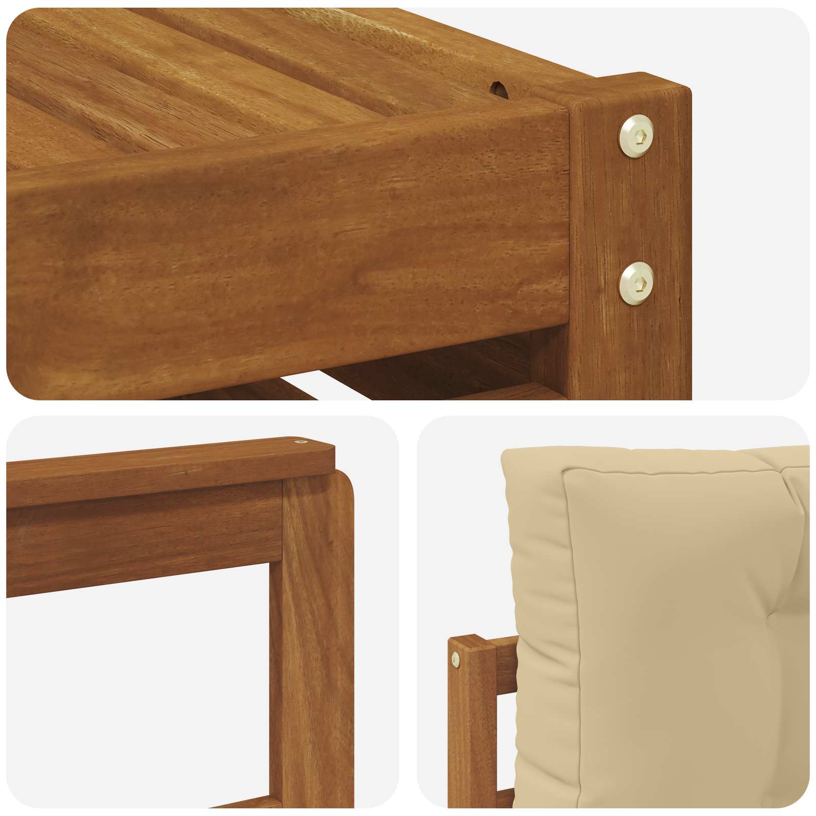 Sofasæt med pude 11 pcs Naturlig og Beige Massivt Akacietræ