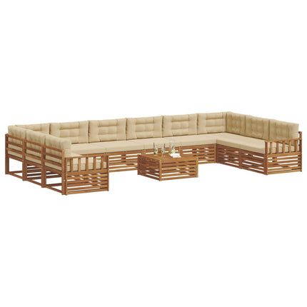 Sofasæt 11 stk. Naturlig og Beige Massivt Akacietræ