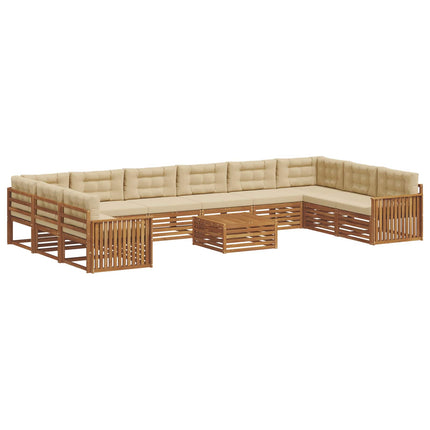 Sofasæt 11 stk. Naturlig og Beige Massivt Akacietræ