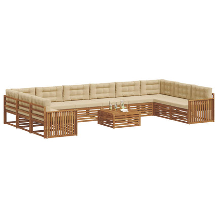 Sofasæt 11 stk. Naturlig og Beige Massivt Akacietræ