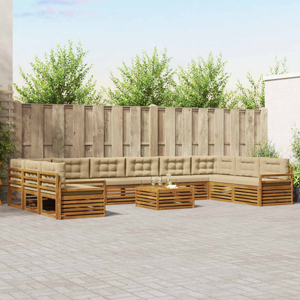 Sofasæt 11 stk. Naturlig og Beige Massivt Akacietræ