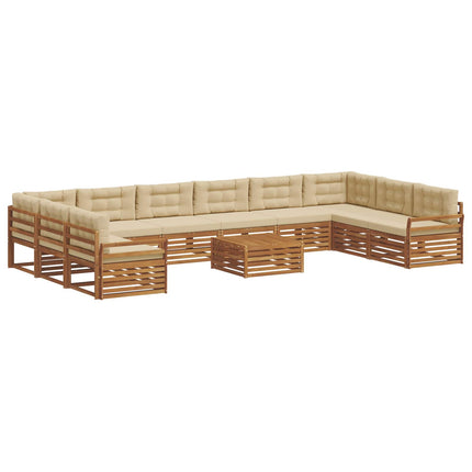 Sofasæt 11 stk. Naturlig og Beige Massivt Akacietræ