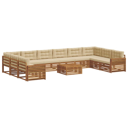 Sofasæt 11 stk. Naturlig og Beige Massivt Akacietræ
