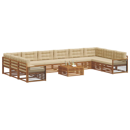 Sofasæt 11 stk. Naturlig og Beige Massivt Akacietræ