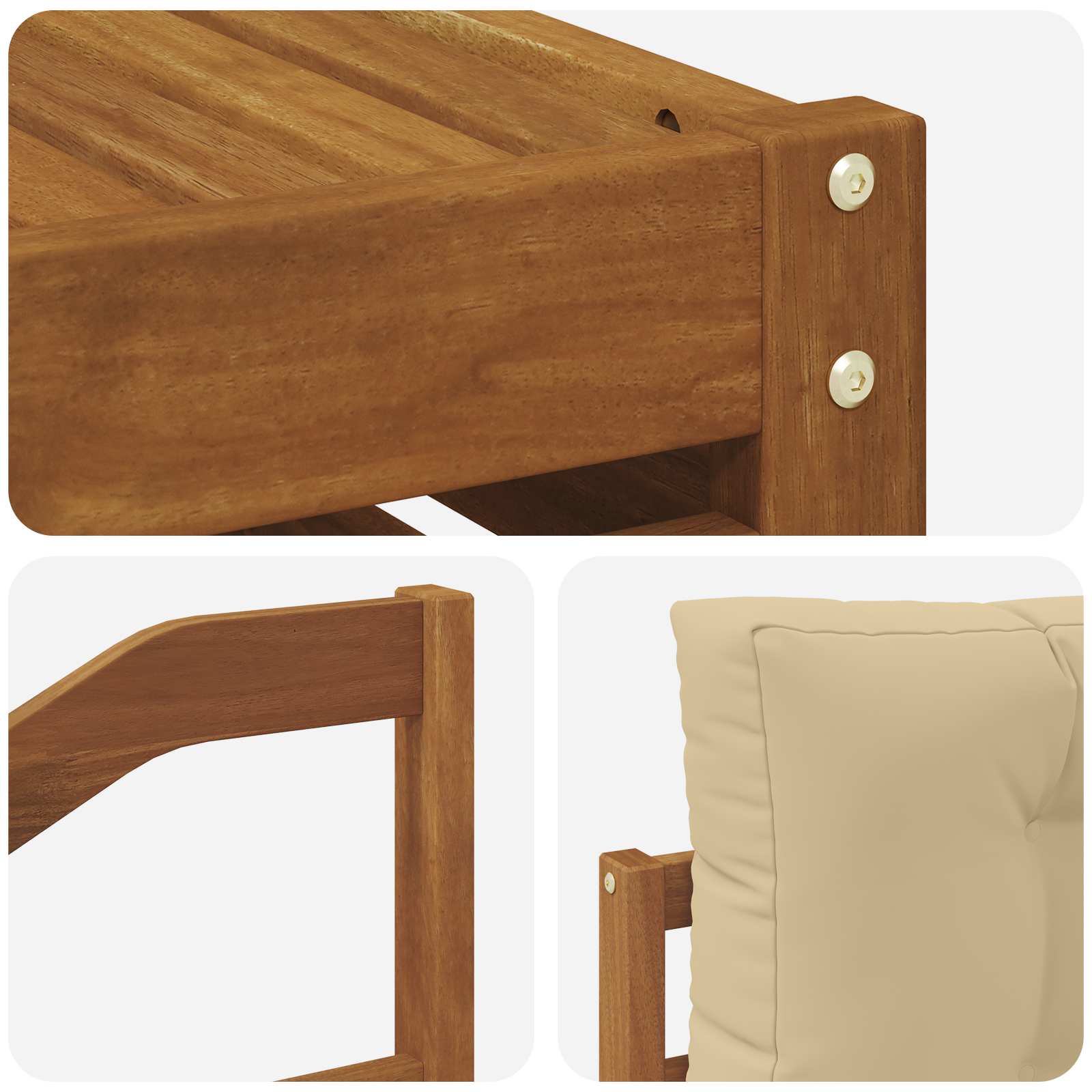 Sofasæt med pude 11 pcs Naturlig og Beige Massivt Akacietræ