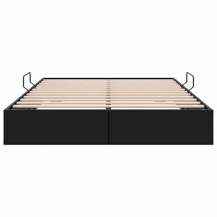 Opbevaringsseng med opbevaring Sort 137 x 190 cm Kunstlæder