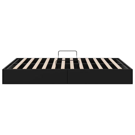 Opbevaringsseng med opbevaring Sort 153 x 203 cm Kunstlæder