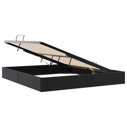 Opbevaringsseng med opbevaring Sort 193 x 203 cm Kunstlæder