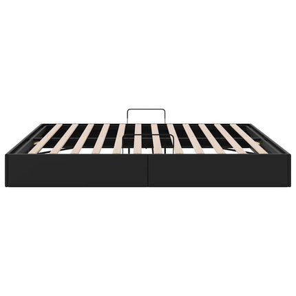 Opbevaringsseng med opbevaring Sort 193 x 203 cm Kunstlæder