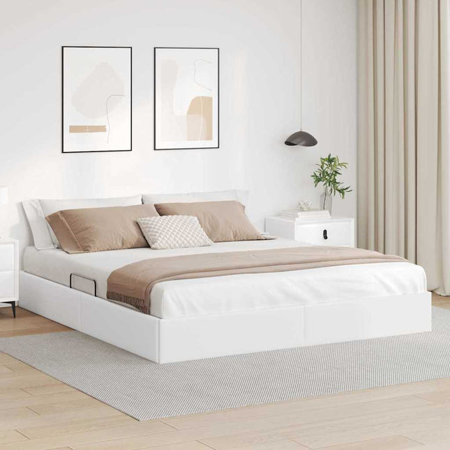 Opbevaringsseng med opbevaring Ren Hvid 183 x 213 cm Kunstlæder