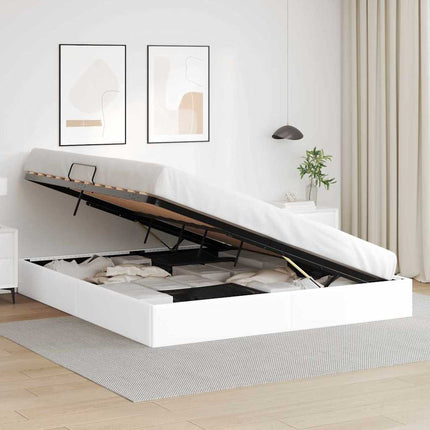 Opbevaringsseng med opbevaring Ren Hvid 183 x 213 cm Kunstlæder