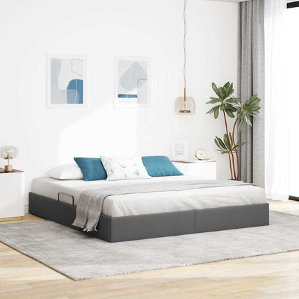 Opbevaringsseng med opbevaring Mørkegrå 193 x 203 cm Stof