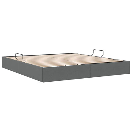 Opbevaringsseng med opbevaring Mørkegrå 193 x 203 cm Stof