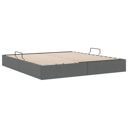 Opbevaringsseng med opbevaring Mørkegrå 193 x 203 cm Stof