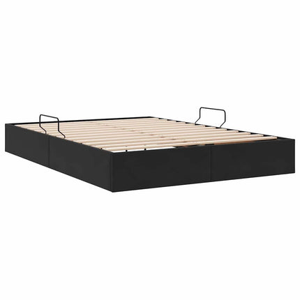 Opbevaringsseng med opbevaring Sort 135 x 190 cm Fløjl