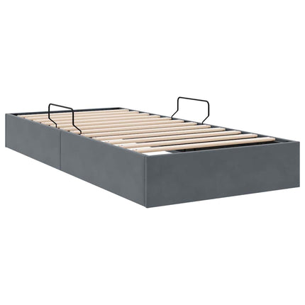 Opbevaringsseng med opbevaring Mørkegrå 100 x 190 cm Fløjl