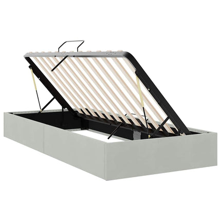 Opbevaringsseng med opbevaring Lysegrå 100 x 203 cm Fløjl