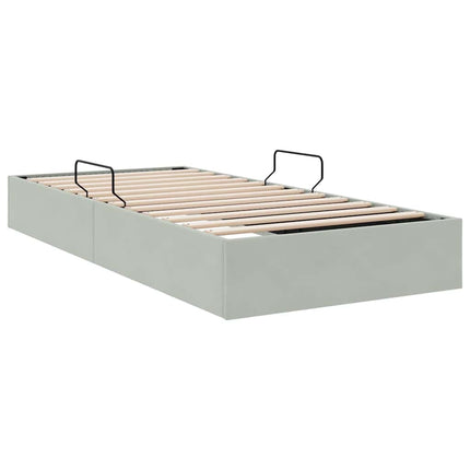 Opbevaringsseng med opbevaring Lysegrå 100 x 203 cm Fløjl